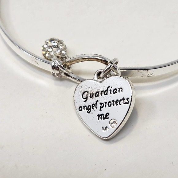 LArocks Silver Expressions Guardian Angel Heart Charm Bangle Bracelet Gift - Picture 4 of 7